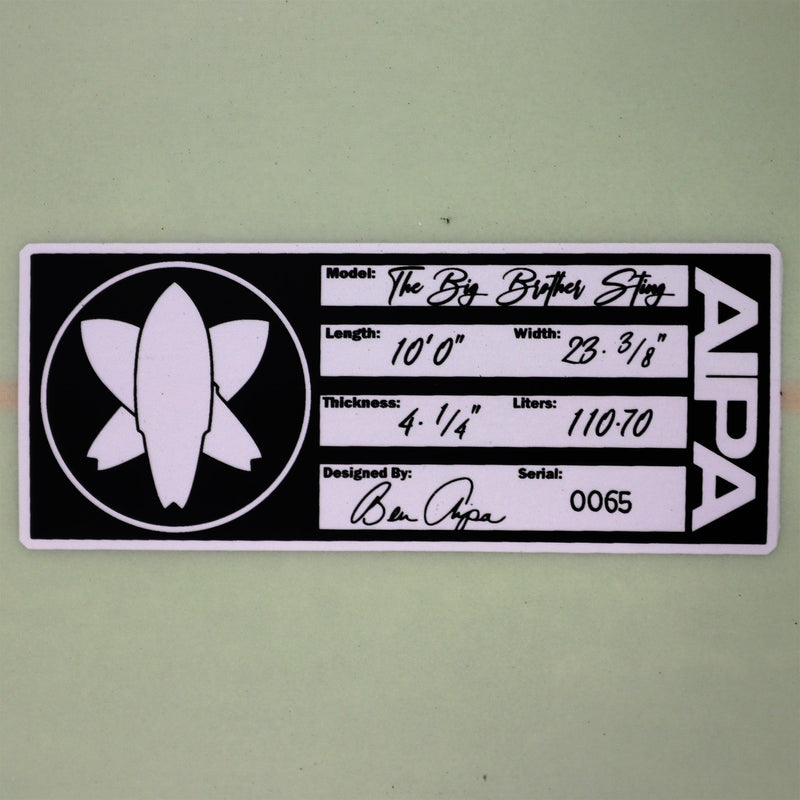 Load image into Gallery viewer, AIPA Big Brother Sting Fusion-HD 10'0 × 23 ⅜ × 4 ¼ Surfboard • REPAIRED 4