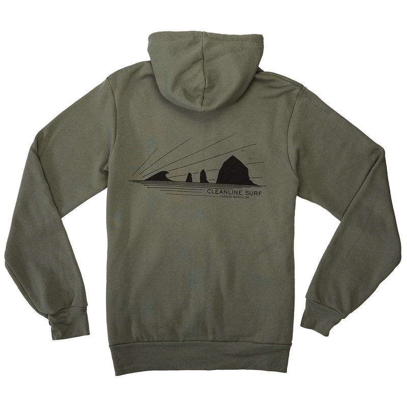 Load image into Gallery viewer, Cleanline Haystack Rays Zip-Up Hoodie - Military Green 1