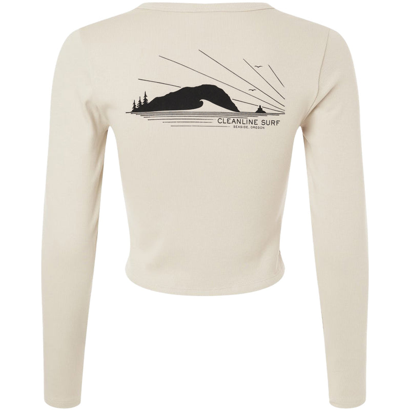 Load image into Gallery viewer, Cleanline Women's Tillamook Rays Long Sleeve Crop Top 1