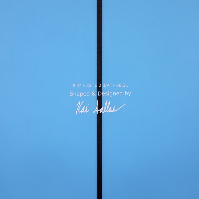 Load image into Gallery viewer, Kai Sallas Mango Jam Thunderbolt Silver 9'4 × 23 × 2 ¾ Surfboard - Blue 4