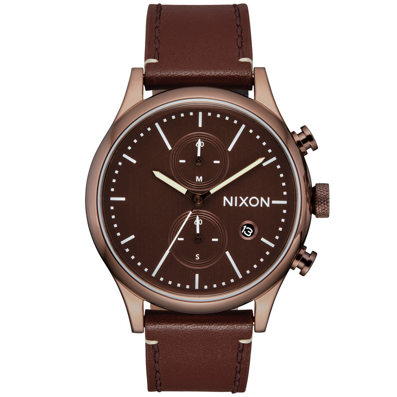 Load image into Gallery viewer, Nixon Station Chrono Leather Watch 1