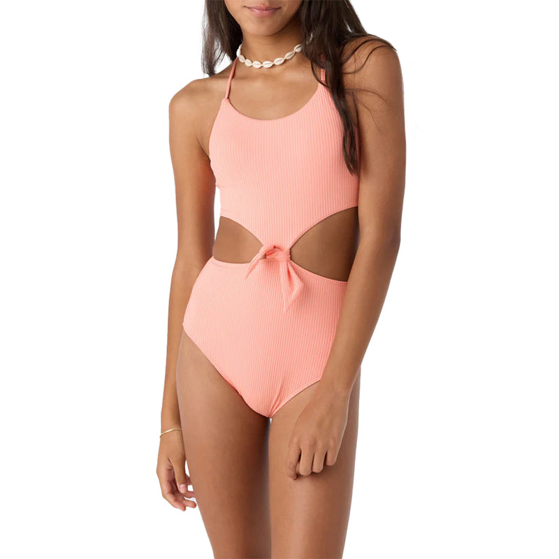 Load image into Gallery viewer, O'Neill Youth Dawnbreak Rib Knot Front One-Piece Swimsuit 1