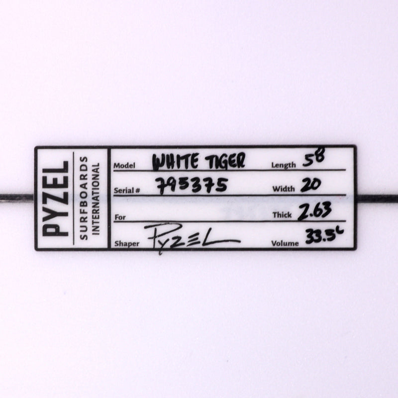 Load image into Gallery viewer, Pyzel White Tiger 5'8 × 20 × 2 ⅝ Surfboard 4