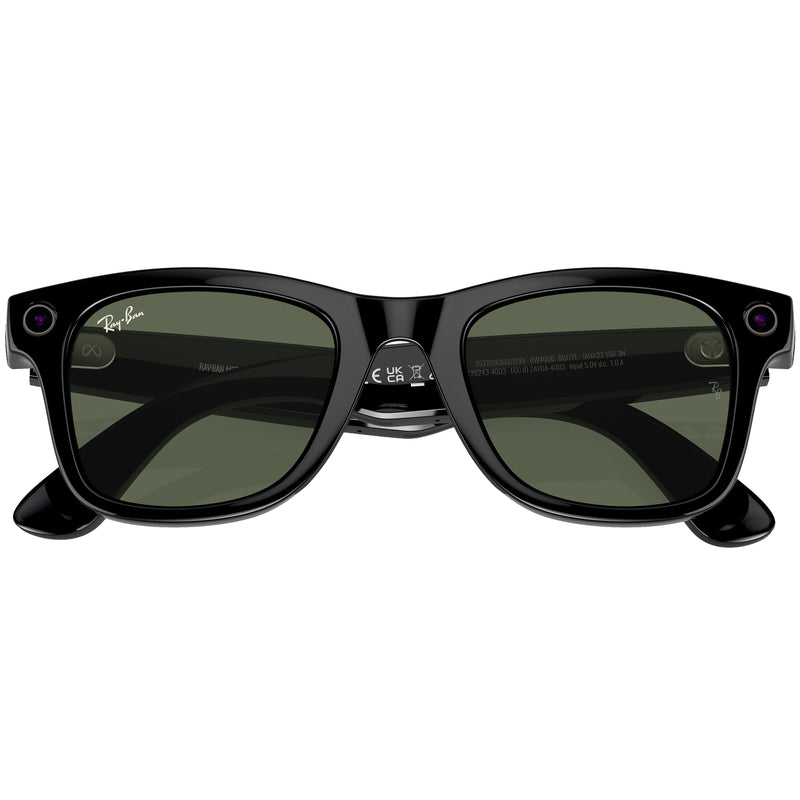 Load image into Gallery viewer, Ray-Ban Meta Gen 1 Wayfarer Sunglasses - Shiny Black/G15 Green 6