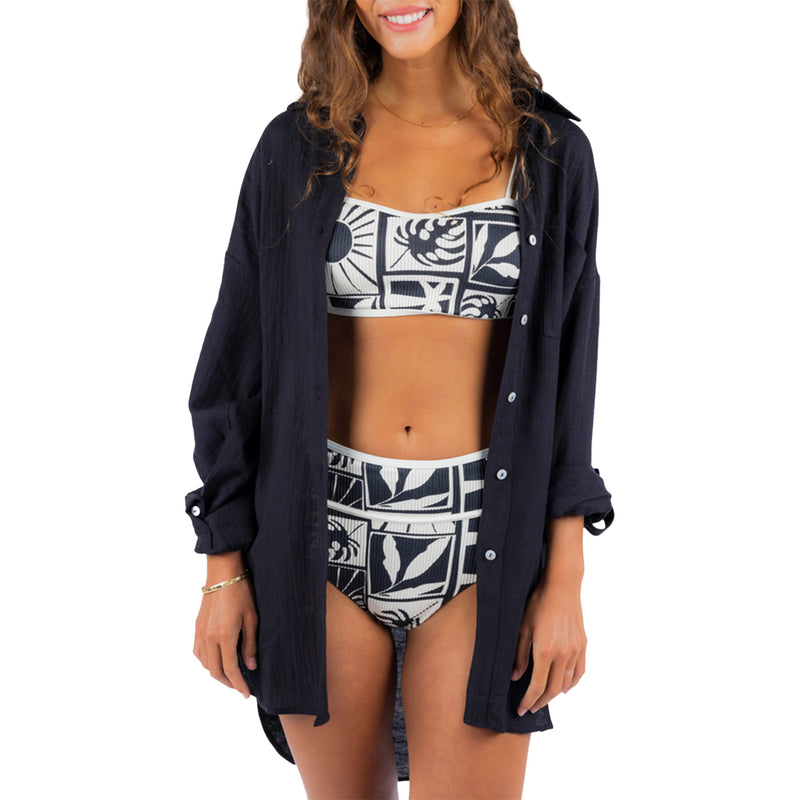 Load image into Gallery viewer, Rip Curl Women's Premium Long Sleeve Button-Up Linen Shirt 1