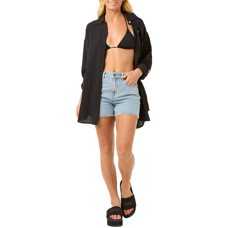 Load image into Gallery viewer, Rip Curl Women's Premium Long Sleeve Button-Up Linen Shirt 6