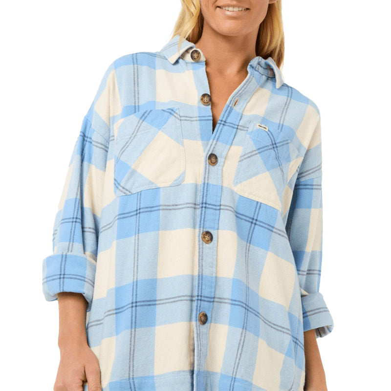 Load image into Gallery viewer, Rip Curl Women's La Isla Long Sleeve Button-Up Flannel Shirt 3