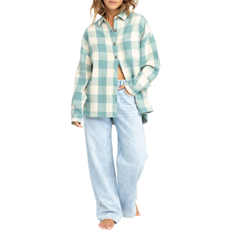 Load image into Gallery viewer, Roxy Women's Lets Get Away Long Sleeve Button-Up Shirt 4