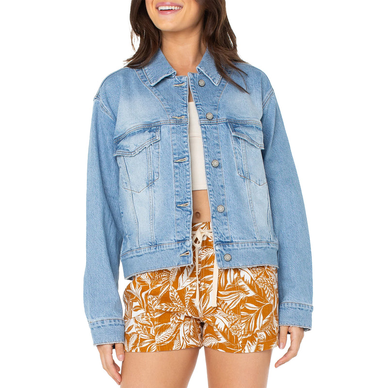 Load image into Gallery viewer, Roxy Women's Big Wave Embroidery Denim Jacket 1