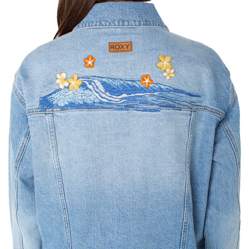 Load image into Gallery viewer, Roxy Women's Big Wave Embroidery Denim Jacket 5