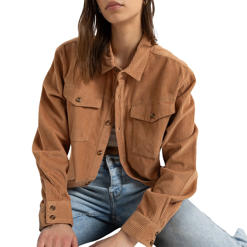Load image into Gallery viewer, Roxy Women's Let It Go Corduroy Long Sleeve Button-Up Shirt 3