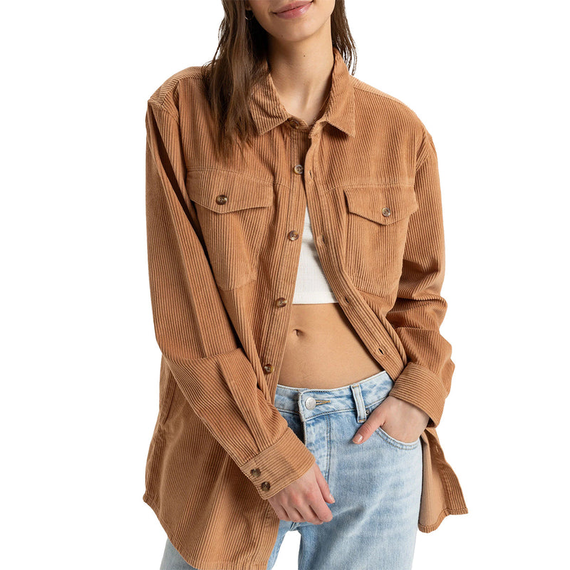 Load image into Gallery viewer, Roxy Women's Let It Go Corduroy Long Sleeve Button-Up Shirt 2
