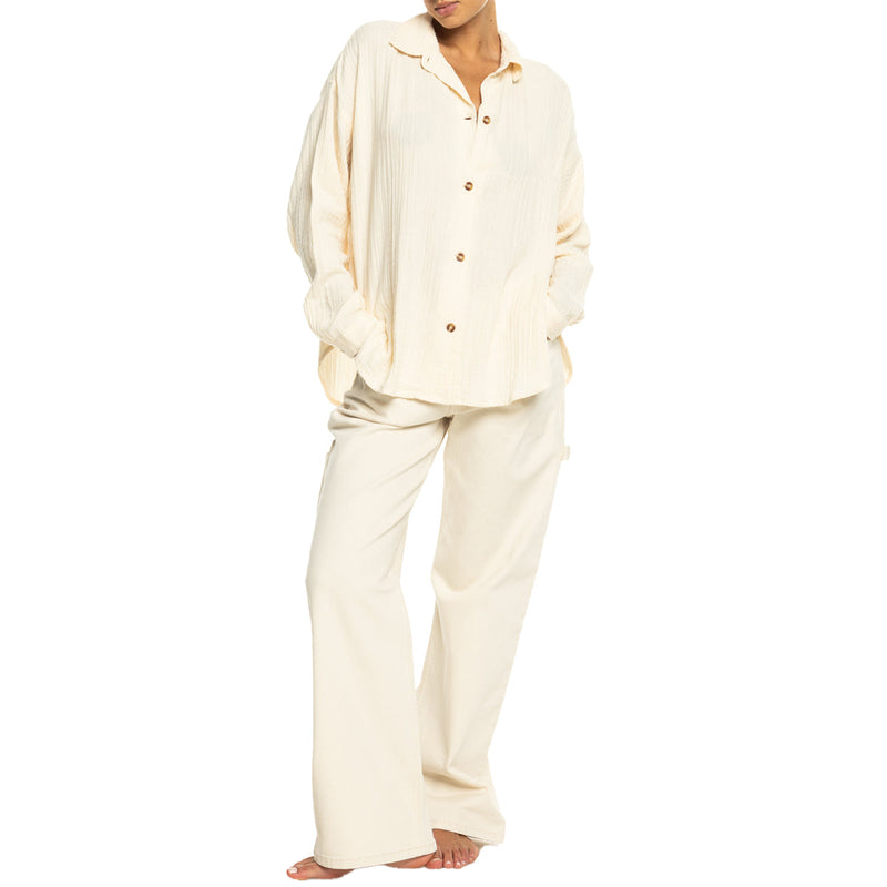 Load image into Gallery viewer, Roxy Women's Morning Time Long Sleeve Button-Up Shirt 4