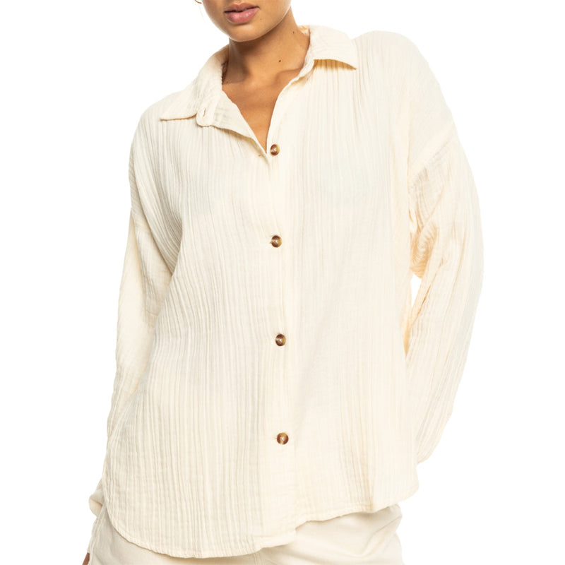 Load image into Gallery viewer, Roxy Women's Morning Time Long Sleeve Button-Up Shirt 1