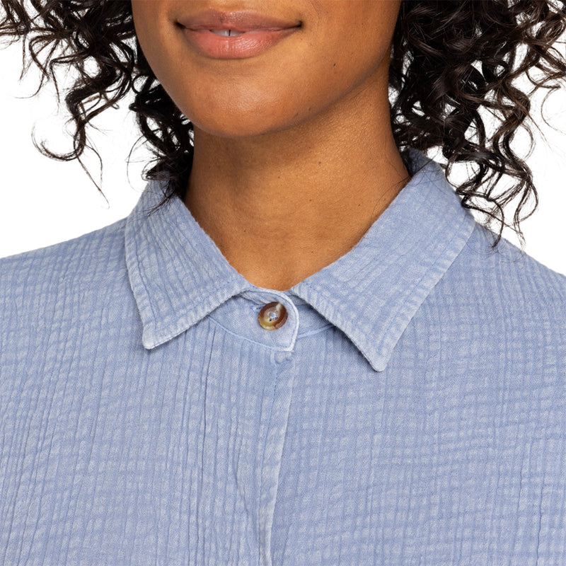 Load image into Gallery viewer, Roxy Women's Morning Time Washed Long Sleeve Button-Up Shirt 5