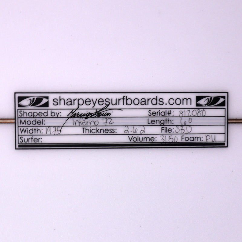 Load image into Gallery viewer, Sharp Eye Inferno 72 6'0 × 19 ¾ × 2 ⅝ Surfboard 3