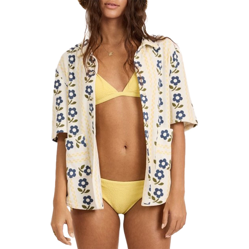 Load image into Gallery viewer, Sisstr Women's Beach Treasures Short Sleeve Button-Up Shirt 1
