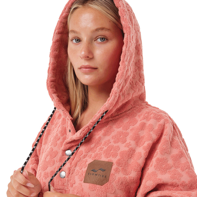 Load image into Gallery viewer, Slowtide Ginny Hooded Changing Poncho - Guava 3