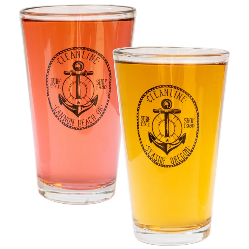 Load image into Gallery viewer, Cleanline Surf Anchor 16 oz. Pint Glass 6
