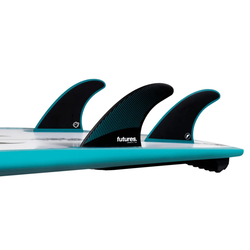 Load image into Gallery viewer, Futures R4 Legacy Honeycomb Tri-Fin Set - Teal/Black 2