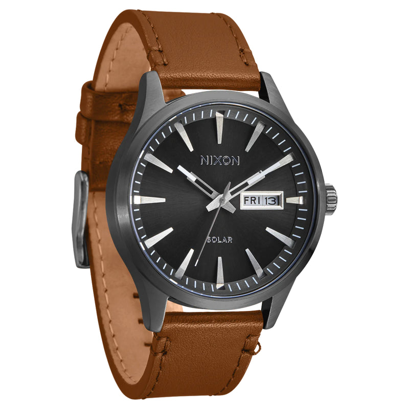 Load image into Gallery viewer, Nixon Sentry Solar Leather Watch 5