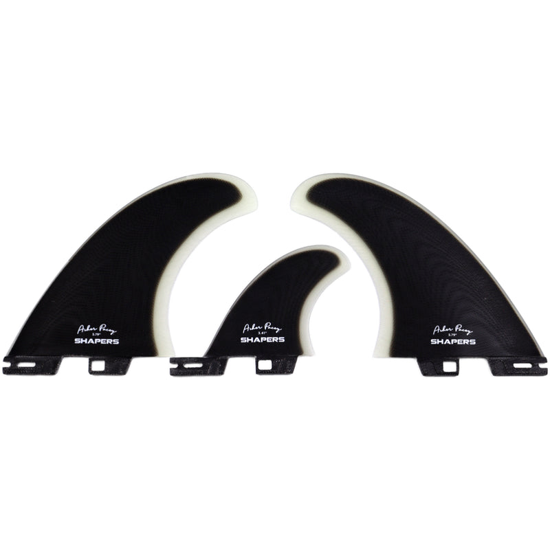 Load image into Gallery viewer, Shapers Asher Pacey Double Tab Twin + 1 Fin Set - 5.79" 7