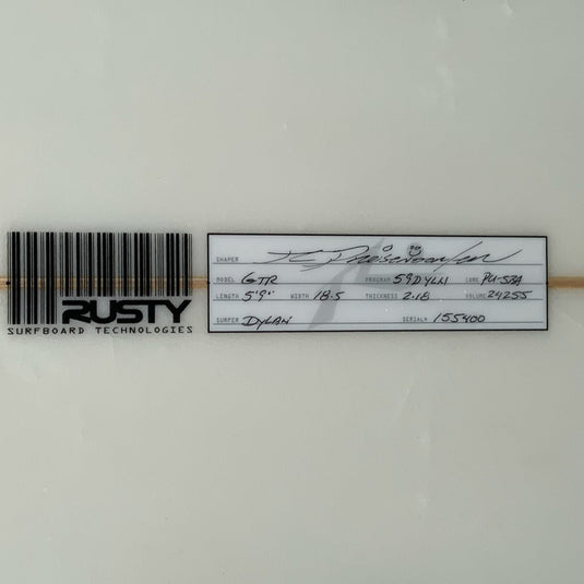 Rusty GTR 5'9 × 18 ½ × 2 3/16 Surfboard • USED 4
