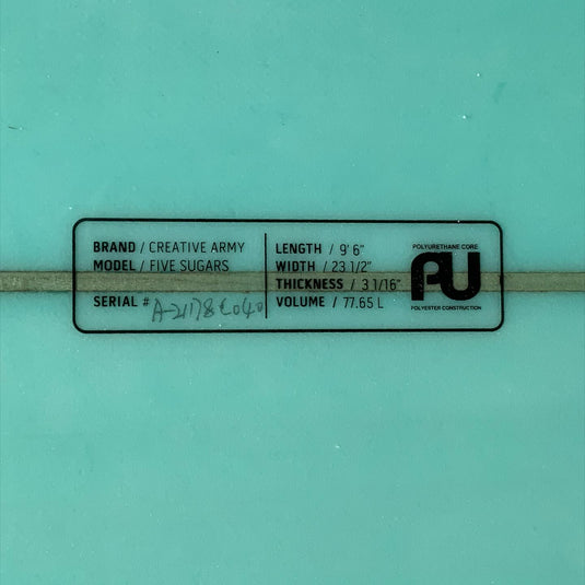 Creative Army Five Sugars 9'6 × 23 ½ × 3 1/16 Surfboard • USED 4