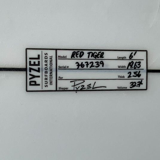 Pyzel Red Tiger 6'1 × 19 ⅝ × 2 9/16 Surfboard • USED 4