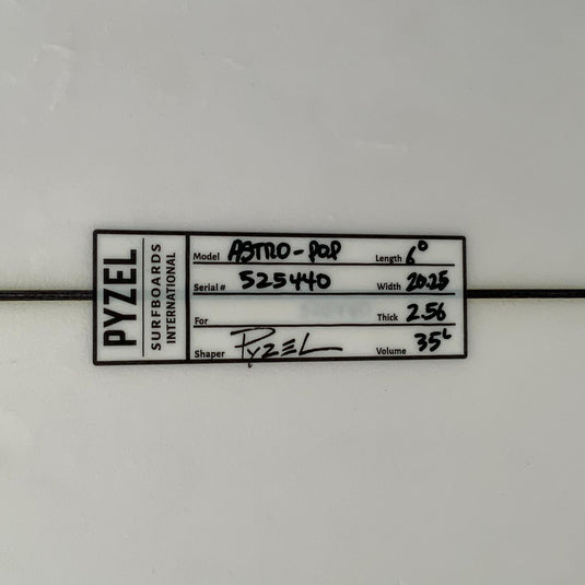 Pyzel Astro Pop 6'0 × 20 ¼ × 2 9/16 Surfboard • USED 4