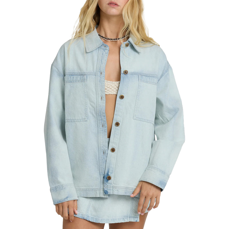 Load image into Gallery viewer, Billabong Women's Jade Saltwashed Long Sleeve Button-Up Shirt 1
