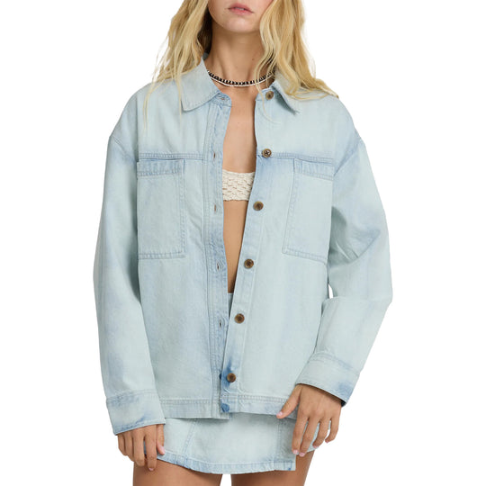 Billabong Women's Jade Saltwashed Long Sleeve Button-Up Shirt