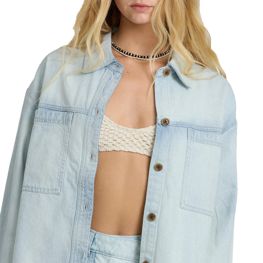 Billabong Women's Jade Saltwashed Long Sleeve Button-Up Shirt 4