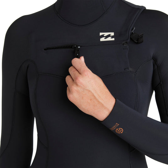 Billabong Women's Synergy Natural Upcycler 5/4 Hooded Chest-Zip Wetsuit 7