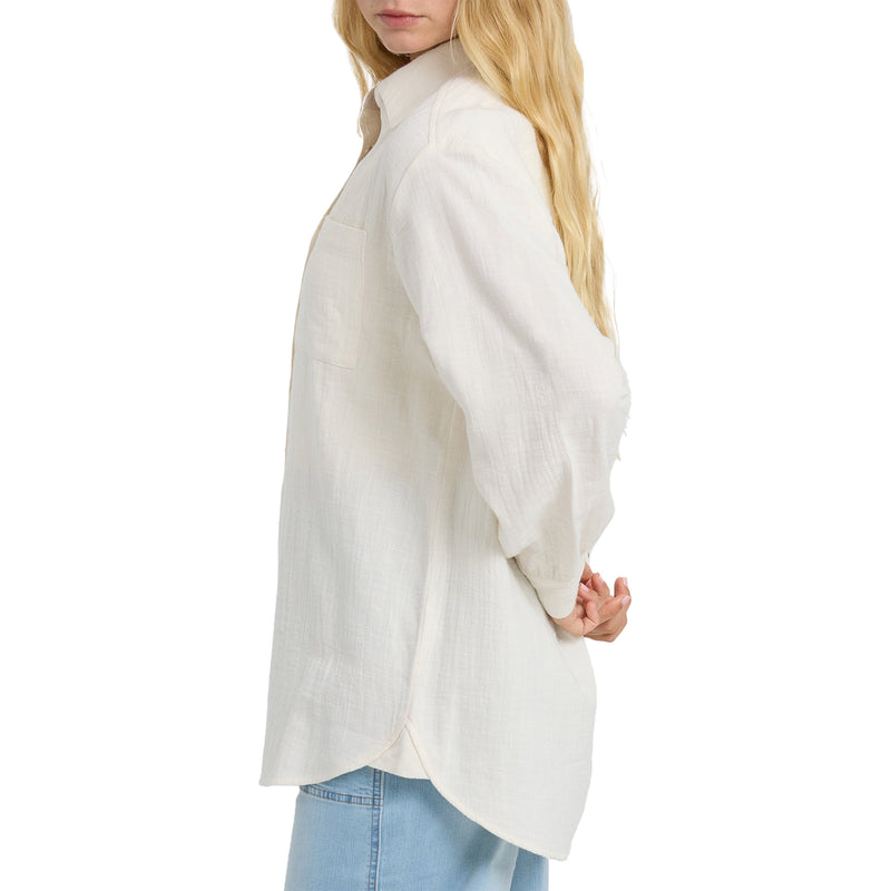 Load image into Gallery viewer, Billabong Women's Wanderer Solid Long Sleeve Button-Up Shirt 3
