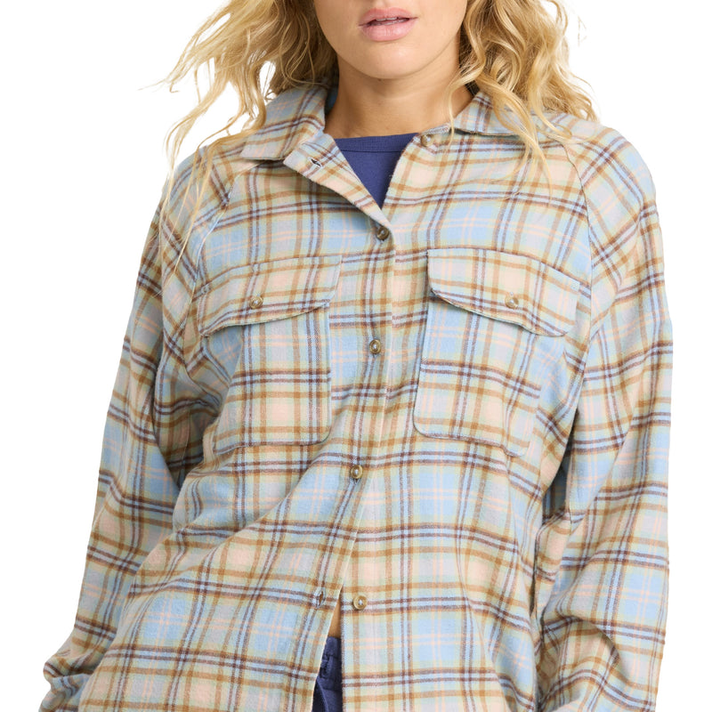 Load image into Gallery viewer, Billabong Women's Coastal Breeze Long Sleeve Button-Up Flannel Shirt 4

