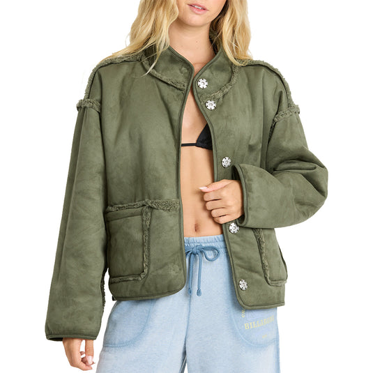 Billabong Women's Camper Reversible Snap-Button Sherpa Jacket 4