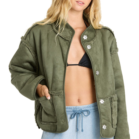 Billabong Women's Camper Reversible Snap-Button Sherpa Jacket 5