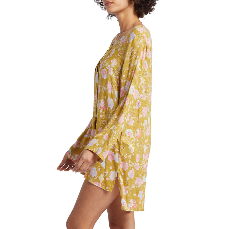 Load image into Gallery viewer, Billabong Women's Blue Skies Beach Cover-Up Mini Dress - Green Envy 2
