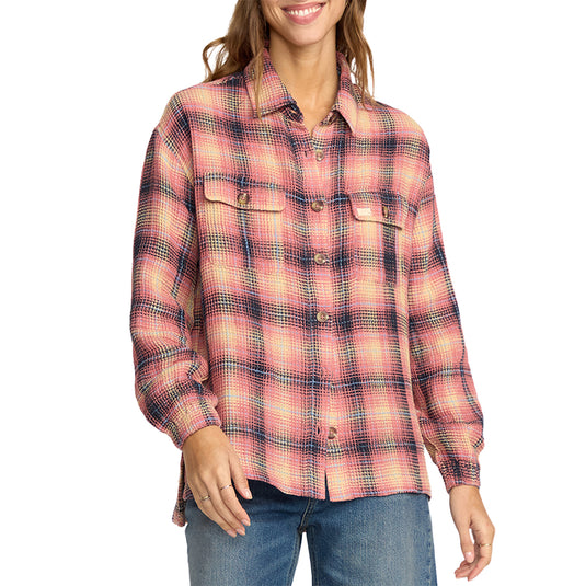 Billabong Women's Big Bear Long Sleeve Button-Up Flannel Shirt 1