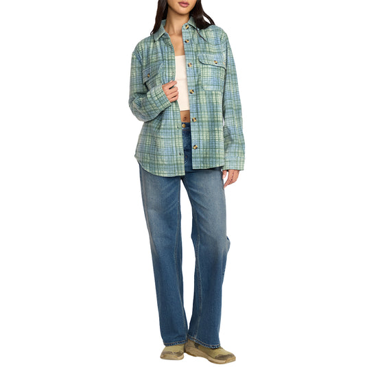 Billabong Women's Forge Fleece Long Sleeve Button-Up Flannel Shirt 4