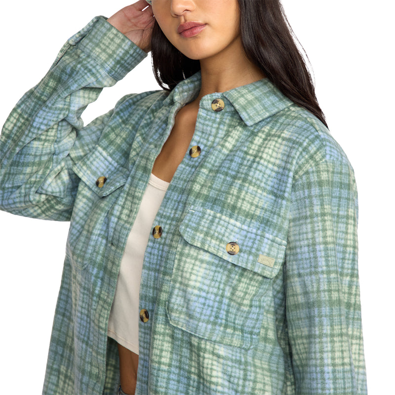 Load image into Gallery viewer, Billabong Women's Forge Fleece Long Sleeve Button-Up Flannel Shirt 5
