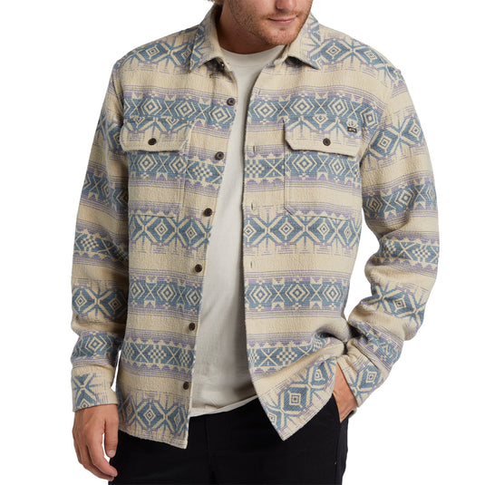 Billabong Offshore Jacquard Long Sleeve Button-Up Flannel Shirt - Taupe 4