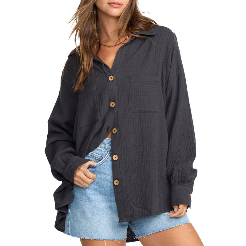 Load image into Gallery viewer, Billabong Women's Sweet Swell Long Sleeve Button-Up Shirt - Salt Crystal 7
