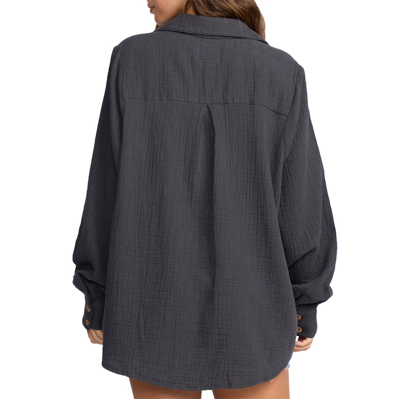 Load image into Gallery viewer, Billabong Women's Sweet Swell Long Sleeve Button-Up Shirt - Salt Crystal 10
