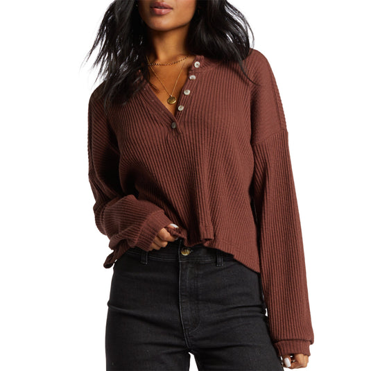 Billabong Women's Good Catch Henley Long Sleeve Top 1