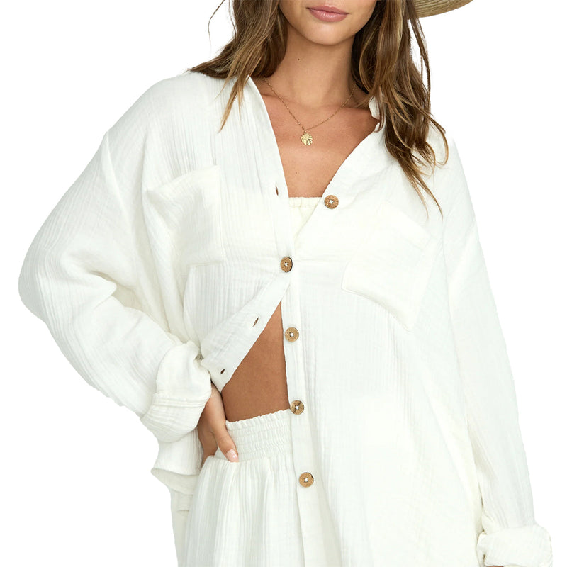 Load image into Gallery viewer, Billabong Women's Sweet Swell Long Sleeve Button-Up Shirt - Salt Crystal 2
