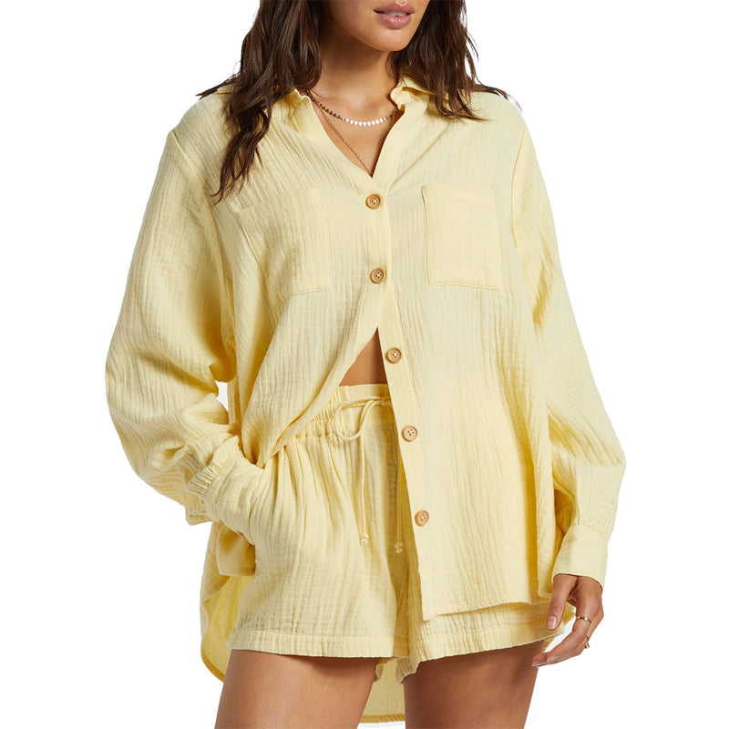 Load image into Gallery viewer, Billabong Women's Sweet Swell Long Sleeve Button-Up Shirt - Salt Crystal 12
