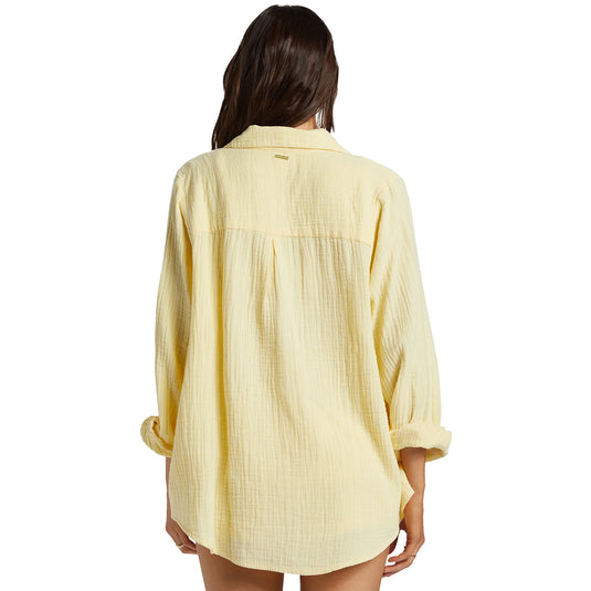 Billabong Women's Sweet Swell Long Sleeve Button-Up Shirt - Salt Crystal 14