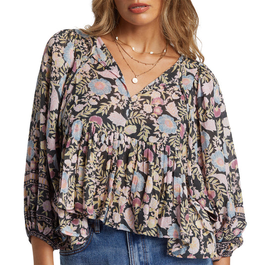 Billabong Women's Adore You Blouson Sleeve Top 1